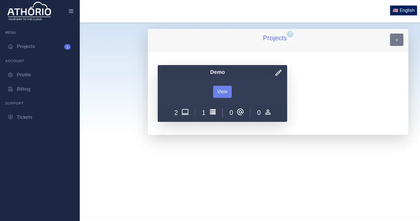Create new project view